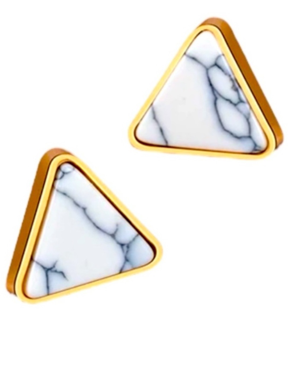 Marble Earrings Triangle Stone Ear Studs NWT